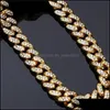 H￤nge halsband bling diamant isad ut kedjor halsband mens kubanska l￤nk kedja halsband hip hop personaliserade smycken f￶r kvinnor m￤n d dhkys