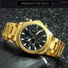 Montres-bracelets Forsining Luxe Gold Montre mécanique automatique pour hommes Multifonction Sous-cadrans Montres de sport lumineuses Bracelet en acier inoxydable