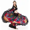 Vêtements de scène Tribal danse du ventre 2022 Performance jupe gitane papillon cercle complet Flamenco femmes jupes en mousseline de soie