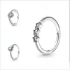 Fedi nuziali 925 Sterling Sier Square Glitter Wishbone Cuore elevato Anello stella cielo Fidanzamento donna e consegna goccia di nozze 2022 Dhweo