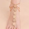 Enkelbanden voet decoratie Europese en Amerikaanse mode trendy eenvoudige metalen textuur vared schijf strand tassel enkelband