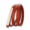 Belts Fashion Thin Cowhide Belt Simple Gold Buckle Narrow Soft Cow Waistband Skirt Decorate Genuine For Women Dress Accessories