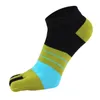 Men's Socks Pure Cotton Men Five Finger Ankle Colorful Striped Fashion Young Soft Breathable Low Tube With Toes Size EU 39-44