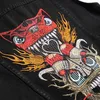 Chaleco vaquero negro ajustado para hombre, chaqueta sin mangas con búho bordado para primavera y verano, cárdigan con solapa Punk callejero informal para motocicleta