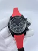 Orologi da polso da uomo in acciaio inossidabile nero pieno Movimento meccanico automatico 2813 Orologi Nuovi arrivi Cinturino in caucciù rosso Orologio da uomo Orologio sportivo da uomo di design