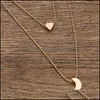 Chaînes Plaqué Or Étoiles Lune Collier Amour Forme Pendentifs Chaîne Alliage Rétro Colliers Nouveau Modèle Bijoux Accessoires Drop Delivery Dhkjv