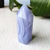 Dekorativa figurer Natural Stone Blue Lace Agate Crystal Tower Wand Point Spiritual Room Decoration Home Crystals and Stones Healing