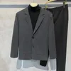 Ternos masculinos Blazer vintage Blazer homem outono de inverno negócio casual engrossar lã de pano de pano jaqueta sólida figurina de bolso de peito de peito homme