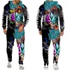 Herrspårar Men Tracksuit Two Piece Set 2023 Japanese Cartoon 3D Printed Anime Hoodie/Pants/Casual Jacket Fashion Par Outfits Suit