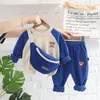 3 stücke Frühling Herbst Kleinkind Jungen Kleidung Sets Baumwolle Pullover Hosen Mit Tasche Baby Mädchen Kleidung Kinder Outfits