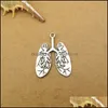 Charms 50st/parti 39x30mm Vintage Antique Sier Plated Zinc Eloy Lung Charms 217 Q2 Drop Delivery 2022 Smyckesfyndkomponenter DHG3V