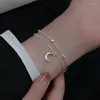 Link Bracelets Arrive Tassel Star Clear Zircon Moon Charm Bracelet &Bangle For Women Girls Elegant Wedding Fashion Jewelry Gifts Sl524