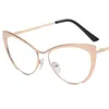 Kvinnor Anti-Blue Light Glasses Personlighet Cat Eye Solglasögon Retro Spektakel Alloy Frame Gelgasses Prydnad