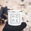 Mugs Faith Hope Love Print Christian Creative Emamel Outdoor Travel Coffee Cup Drink Dessert Milk Vintage Handle Drinkware Gift