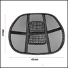 Seat Cushions 1Pcs Car Seat Chair Mas Back Lumbar Support Mesh Ventilate Cushion Pad Black Office Home Waist Brace Drop Delivery 202 Dhbcx