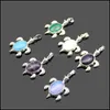 Charms Natural Stone Pendant Gemstone Sea Turtle Charms Tortoise Diy Necklace For Women Men Jewelry Drop Delivery 2022 Findings Compon Dhwku