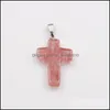 Charms New Fashion Mixed Colors Jewelry Natural Stone Handmade Cross Pendant Charms For Necklace Pendants 292 W2 Drop Delivery 2022 F Dhkoy