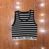 Brand Tank Top Knit Vests For Women Stripe Pattern Tees Letter Logo Ladies T Shirt