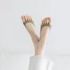 Women Socks Summer Candy Color Toe Ice Silk Split High-heeled Non-slip Invisible Open Sock Slippers Soft Liner