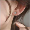 Stud Cz Stone Paved Tiny Flower Girl Stud Earring For Sier Gold Mini Wedding Gift 340 Q2 Drop Delivery 2022 Jewelry Dhsps