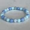 Strand MG1707 Womes Tauro Zodíaco Pulsera 8 MM Amazonita Aguamarina Angelita Piedra Chakra Cuentas Muñeca Mala Joyas de piedras preciosas naturales