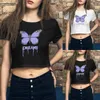 Women's T Shirts Women Cute Mushroom Pattern Crop Tops Short Sleeve Shirt Womens Compression