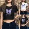 Frauen T -Shirts Frauen süße Pilzmuster Crops Tops Kurzarm Shirt Damenkompression Kompression