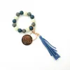 Leopard Wood Beads Bracelet -keychain Women Leather Tassel Chain chain for Gift Mama Letters Wll1738