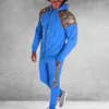 Herrspårar Men Tracksuit Set Camo Patchwork Sweat Suit Mens Sports Hoodie Sweatshirt Sweatpants 2 Pieces Jogger Outfit