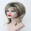 Perruque pour femme, mélange de blond noir, perruque de Cosplay naturelle bouclée moyenne