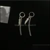 Dangle Chandelier 1Pc Punk Titanium Steel Tassel Dangle Earrings Ear Stud Clip For Men Women Korea Statement Jewelry Exquisite Hip H Dh5As