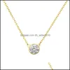 Pendant Necklaces Latest Single Stone Necklace Fine Delicate Box Chain 925 Sterling Sier Bezel 5Mm Sparking Cubic Zirconia Simple Jew Dhhkb