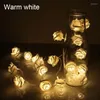 Saiten 20 LEDs Rose Flower Fairy String Lights Batteriebetriebene romantische Blumenlampe Hochzeit Valentinstag Event Party Girlande Dekor