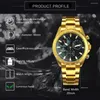 Montres-bracelets Forsining Luxe Gold Montre mécanique automatique pour hommes Multifonction Sous-cadrans Montres de sport lumineuses Bracelet en acier inoxydable