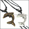 Подвесные ожерелья Dolphin Мужчины женщины подвесное ожерелье ювелирные изделия из деревянные бусинки модные ожерелья мода