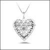 Pendant Necklaces 925 Sterling Sier Po Heart Love Hollow Locket Necklace Cz Diamond Essential Oil Diffuser Snake Chain Lady Fashion J Dhtax