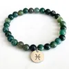 Strang MG1751 Modisches Damen-Armband mit Sternzeichen Fische, 6 mm, Moosachat, Chakra, Yoga, Handgelenk-Mala, handgefertigter Schmuck aus natürlichen Edelsteinen