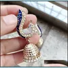 Dangle Chandelier Peacock Lantern Alloy Earrings Jewelry Women Crystal Millet Bead Retro Fashion Plated Gold Dangle Earring Ethnic S Dha2P