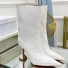 Style 2024 Lady Femmes Nouvelles bottes Boots brevets en cuir de mouton Fashion High Heels Pillage Pillage Toe Botties de fête décontractée Chaussures Snaker Zipper Zip Siz