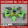 OEM Fairings & Tank For KAWASAKI NINJA ZX250R EX ZX 250R ZX250 EX250 R 08-12 163No.25 EX250R 08 09 10 11 12 ZX-250R 2008 2009 2010 2011 2012 Injection Fairing skull black