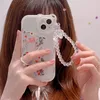 Étuis 3D ours oreille fleur Transparent accrocher téléphone chaîne étui en silicone pour iphone 13 11 14 Pro Max 12 XR X XS protection transparente couverture souple