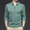 Men's Polos Solid Coloe Men's Long Sleeve Polo Shirts Quarter-Zip Casual Slim Fit Basic Designed Poloshirts Active Business T-Shirt Tops
