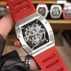 Luxury Mens Mechanical Watch Milles Rm055 Fully Automatic Movement Sapphire Mirror Rubber Watchband Swiss Wristwatches L52T