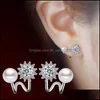 Stud 925 Sterling Sier New Woman Jewelry Simated Pearl Women Fashion Simple Temperament Hexagram Star Earrings Drop Delivery 2022 Earr Dhzui