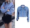 Women's Jackets Autumn Streetwear Boyfriend Style Cropped Blue Jeans Jacket Women Denim Long-sleeved Short Womens Coats 2022