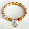 Strand MG1735 Nouveau Design Cancer Zodiac Bracelet Pour Femmes 8 MM Woodbaeds Myanmar Jade Chakra Poignet Mala À La Main Bijoux De Pierres Précieuses