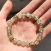 Decorative Figurines Grade Natural Prehnite Beaded Bracelet Round Beads Bangle Jewelry Stretch Prayer