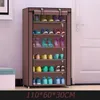 Armazenamento de roupas Gabinete de sapato de várias camadas simples Rack de pano não tecido Diy Stand com decoração à prova de poeira de tubo de aço