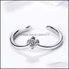 Wedding Rings Fashion Single Zircon V-Shaped Opening Adjustable Thin Rings S925 Sterling Sier Simple Wedding Jewelry Accessories For Dhs3U