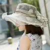 Szerokie czapki brzegowe MyZoper 2022 Haftowa moda Bow Casual Summer Hat Tide Koreańska wersja Ruffle damska plaża